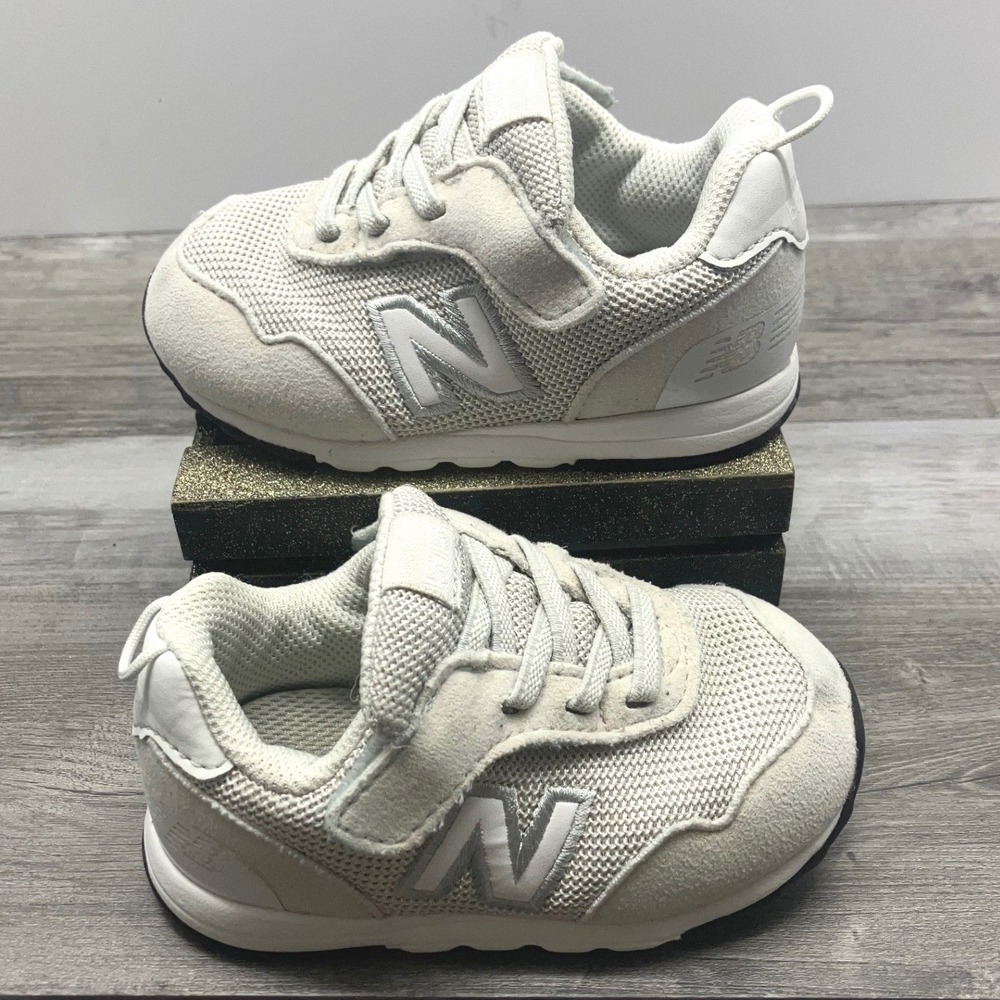 New Balance 515 White Silver Suede Mesh Toddler Sneakers NW515WHT Size 4.5 XW